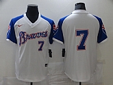 Braves 7 Dansby Swanson White Nike Turn Back the Clock Jersey,baseball caps,new era cap wholesale,wholesale hats